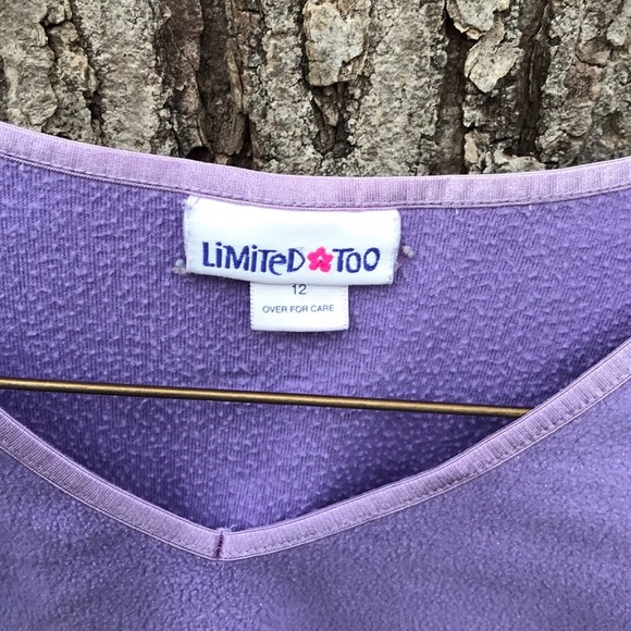 Limited Too Purple Fleece Angel Long Sleeves V-Neck Top Glitter Girls 12 - Picture 10 of 14